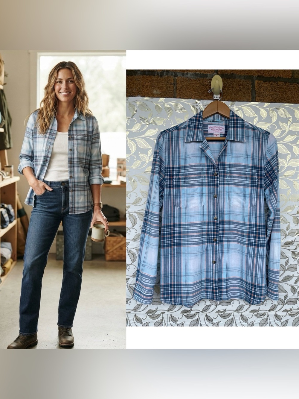 Filson Heritage Blue Plaid Cotton Shirt Small Heritage Workwear